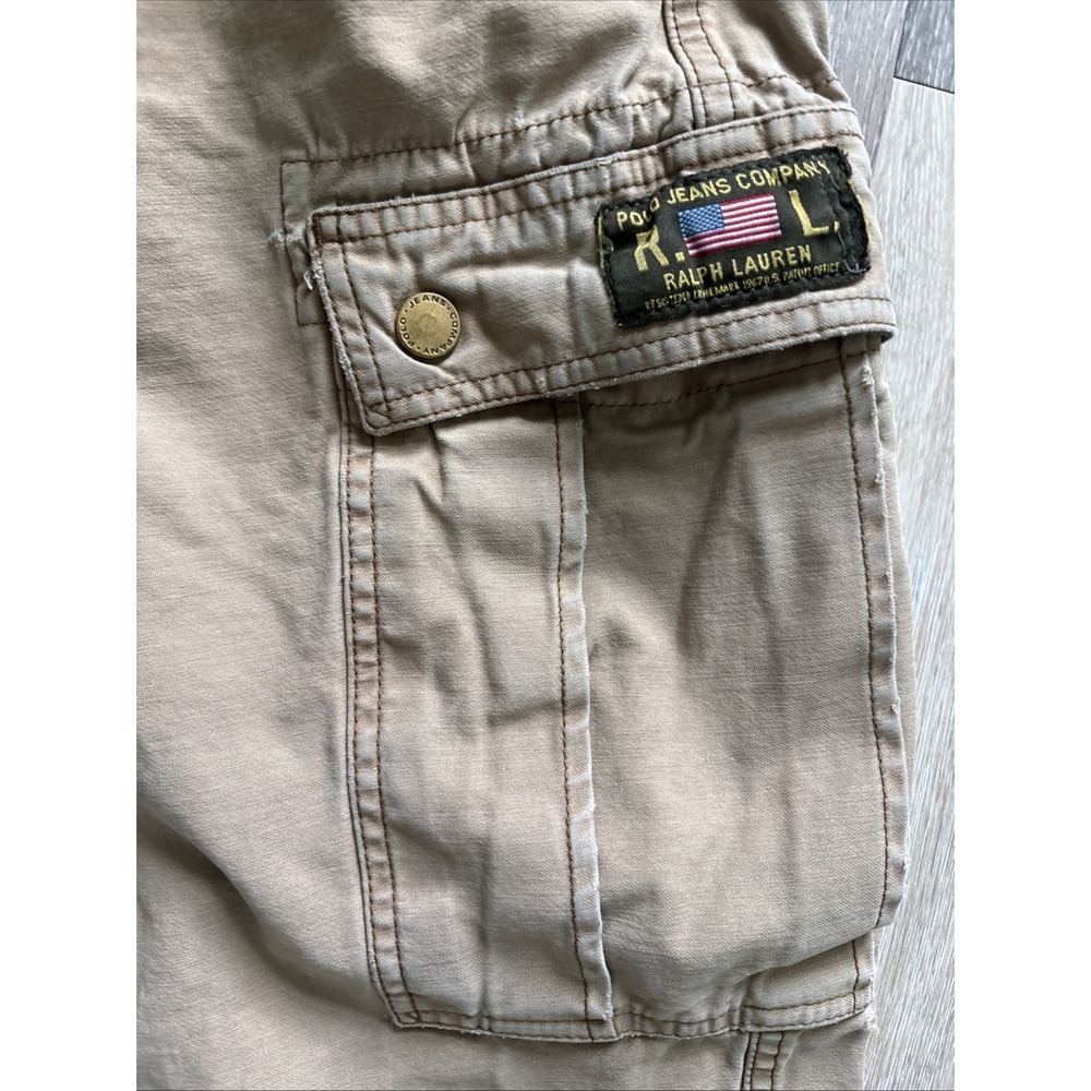 Polo Jeans Co. Ralph Lauren Vintage Tan Cargo Pants 90s Y2K 40X30 Freighter Pant - Picture 3 of 16